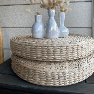 Woven Straw Round Cushion pair set of 2